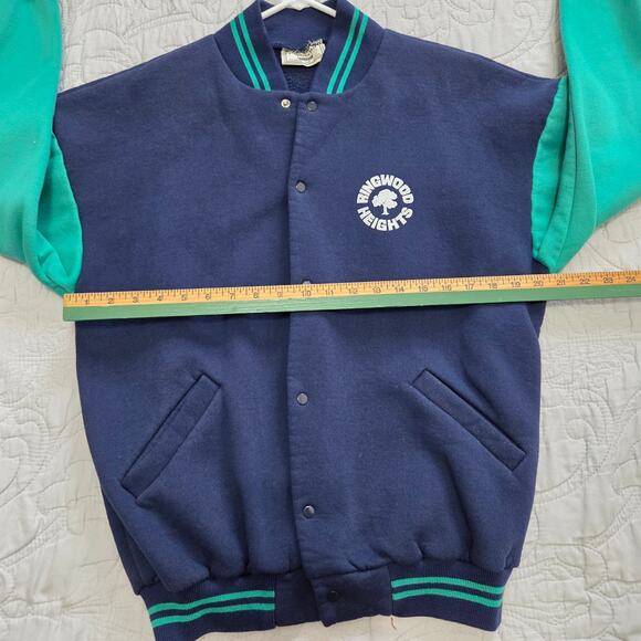 Vintage Australian Made Apparel Blue/Green Button Front Sweatshirt Size M - Picture 5 of 8